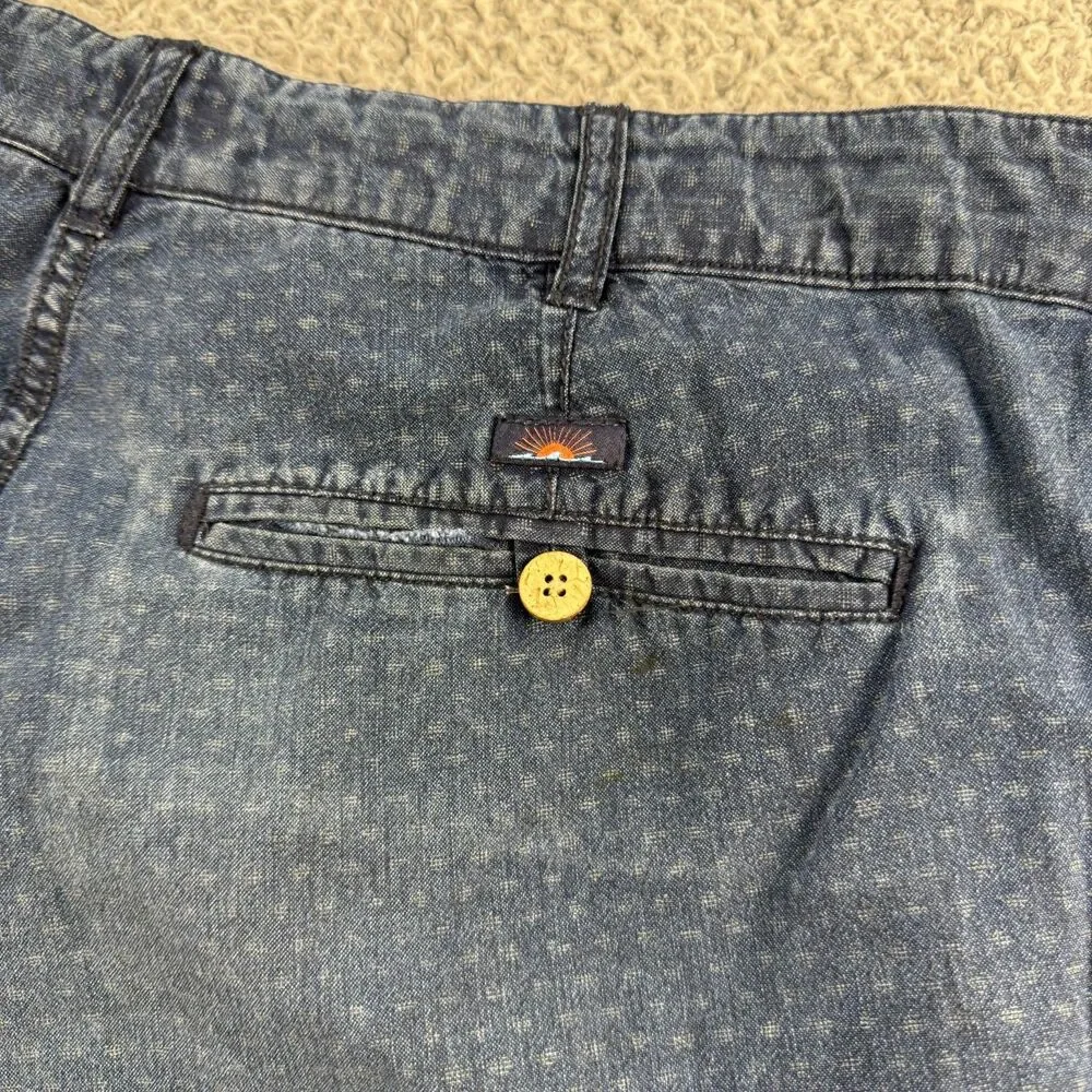 Faherty Island Life Shorts Mens 32 Blue Geometric Faded 100% Cotton Chino